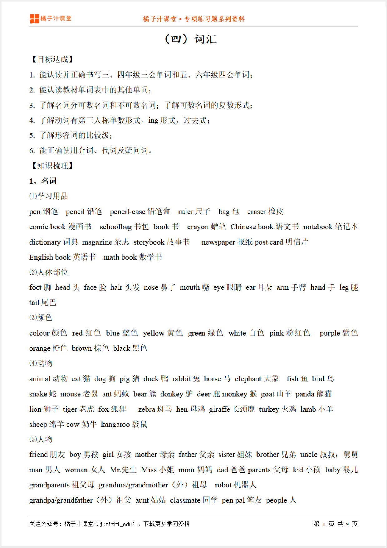 (四)小升初英语专项复习梳理—词汇知识点归纳汇总+例题讲解