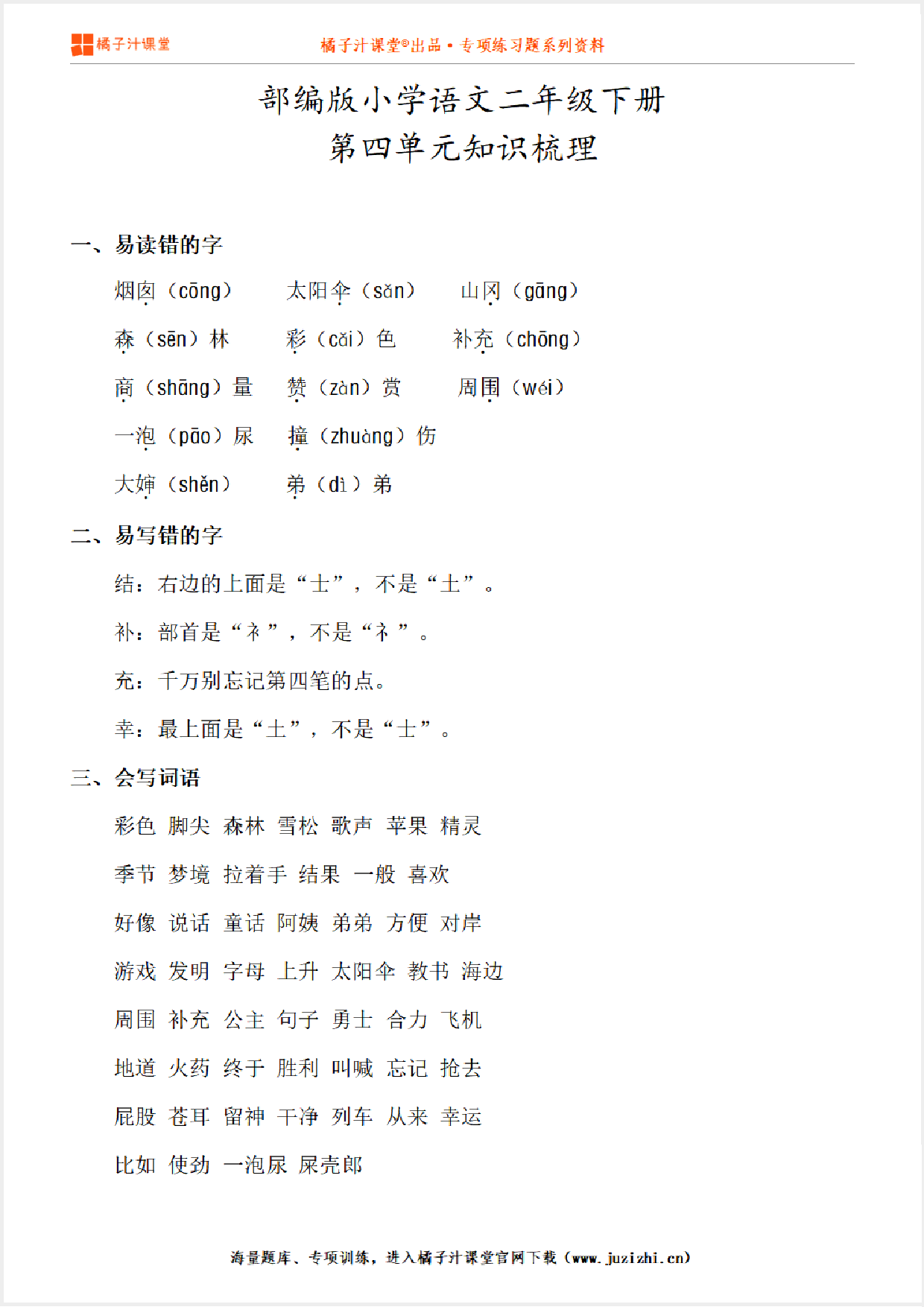 【部编版】小学语文2年级下册第4单元知识点