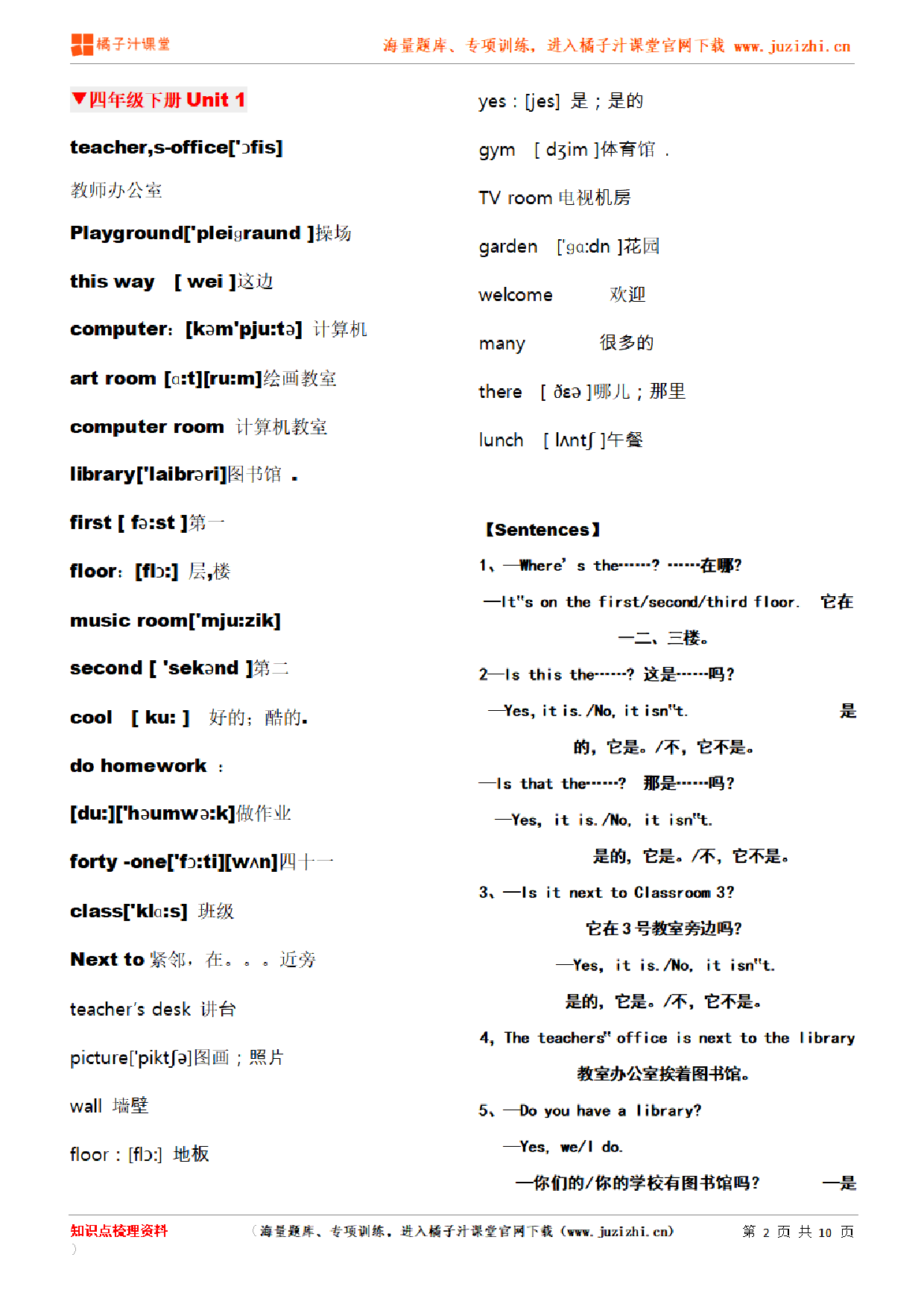 【人教PEP】4年级英语下册单词表