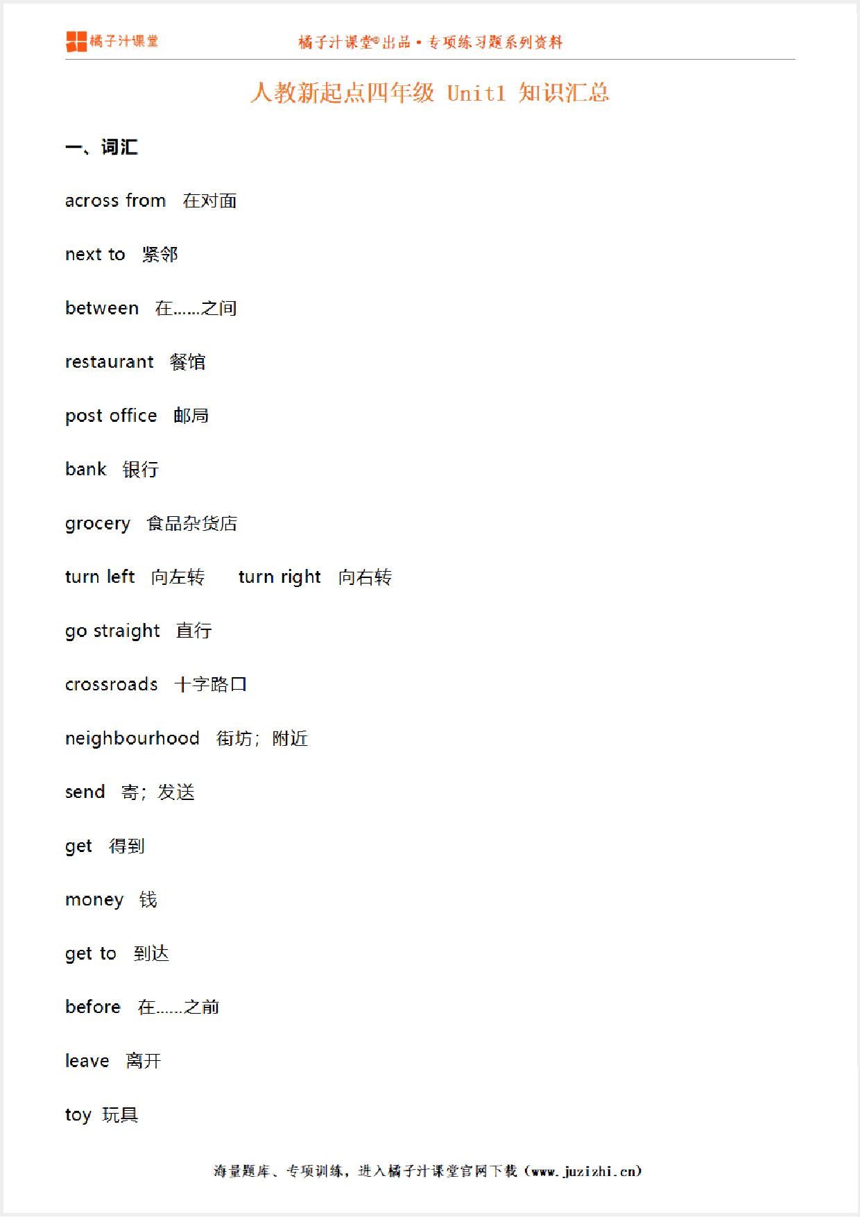 【人教新起点一年级起】四年级下册Unit1知识点汇总