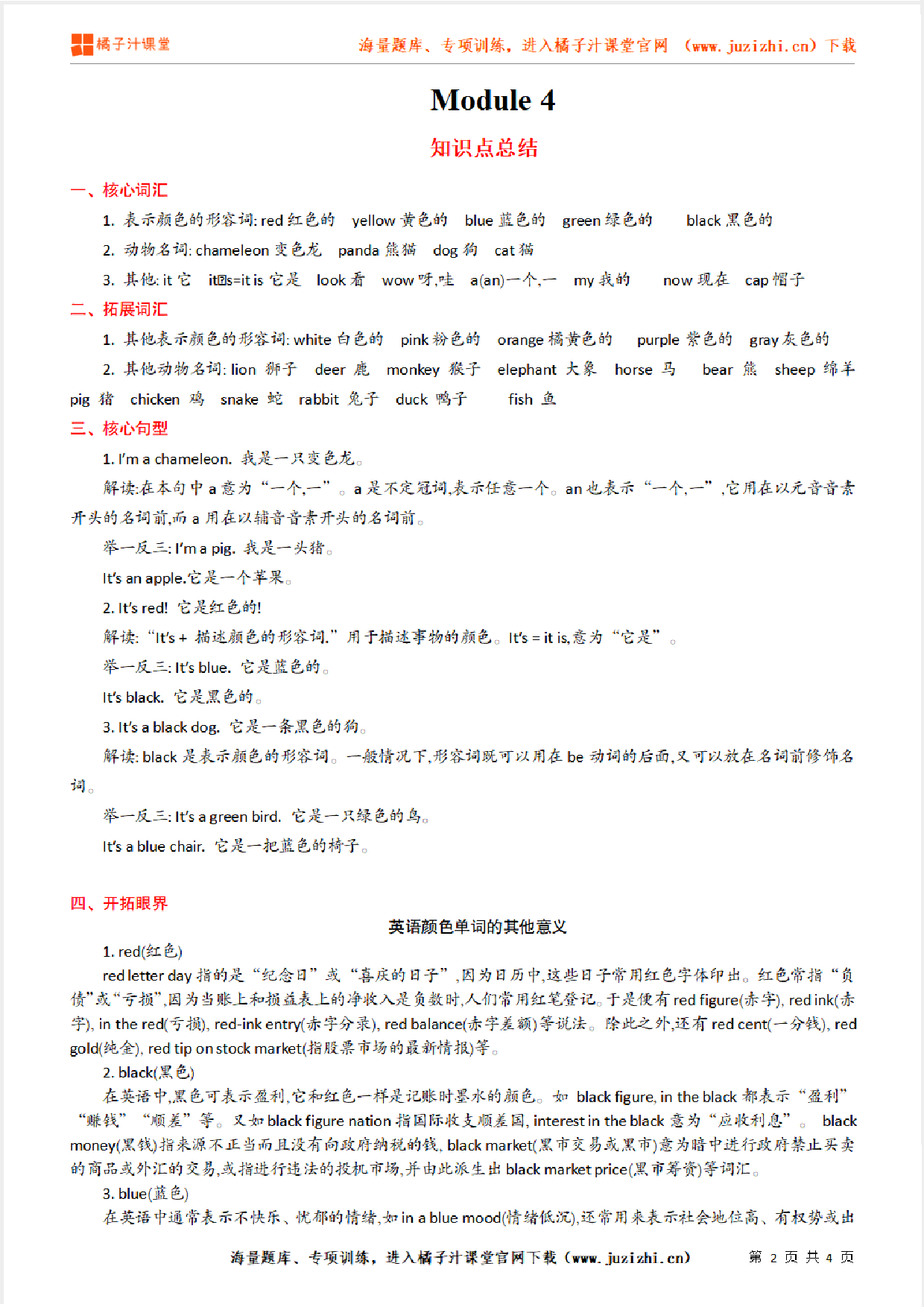 【外研版】3年级英语上册Module 4 知识点总结