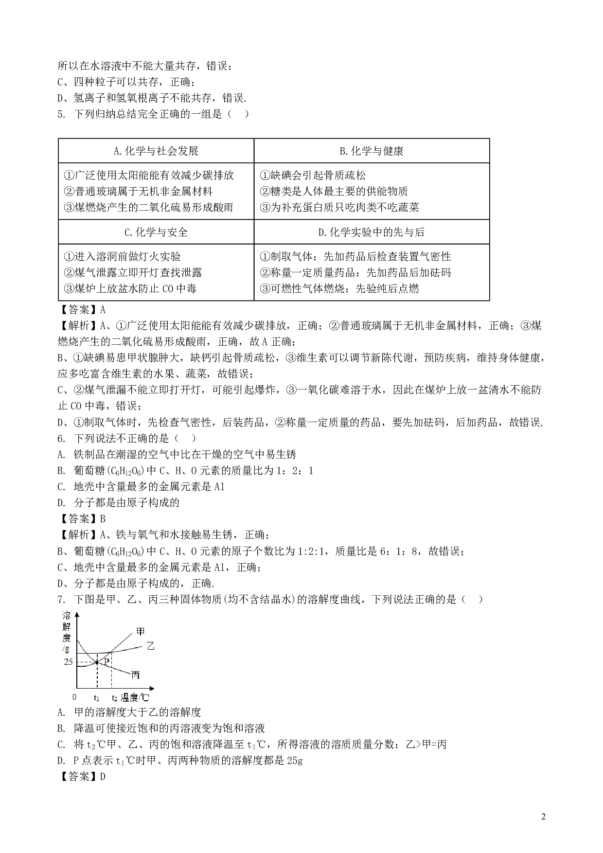 2018年江苏省宿迁市中考化学历年真题