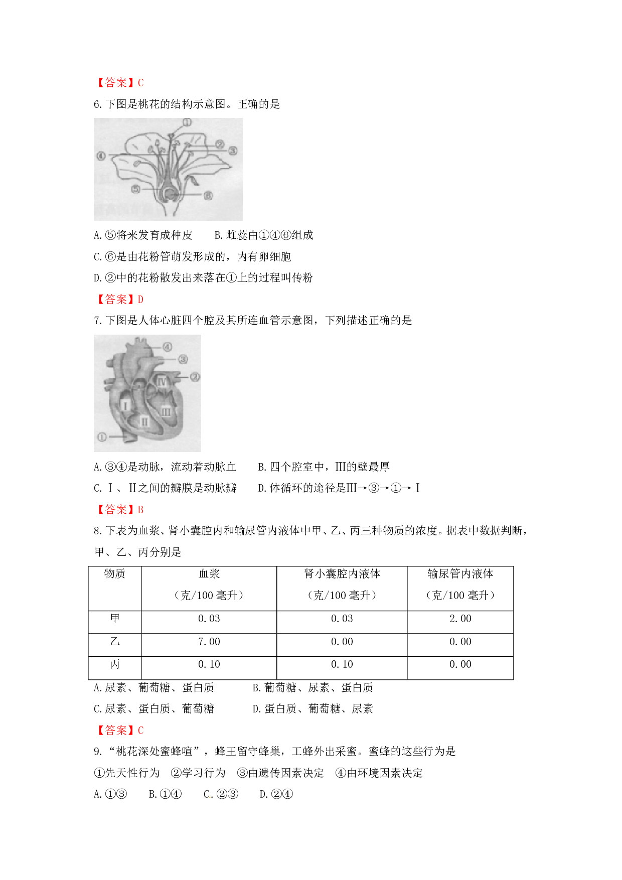 2017安徽桐州市生物结业考试