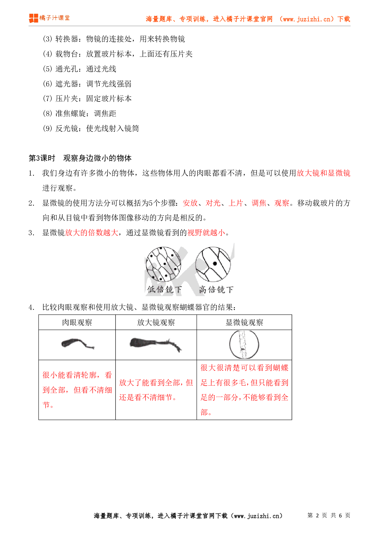 小学六年级上册科学第一单元知识点